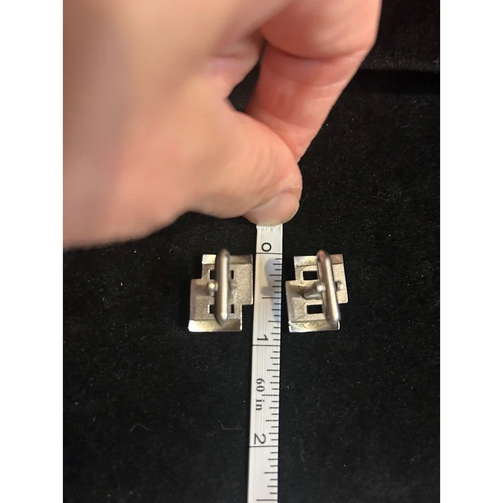 Swank VTG Silver Tone Geometric Interlocking Rectangular Cufflinks Mid Century